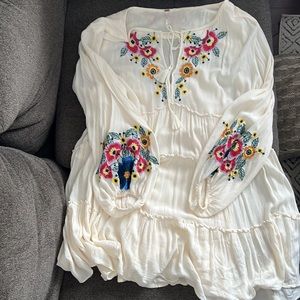Free People Mini Dress with embroidered flowers